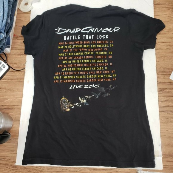 David Gilmour 2016 Concert Tour T Shirt Dates Pink Floyd Rattle That Lock L - Picture 4 of 6